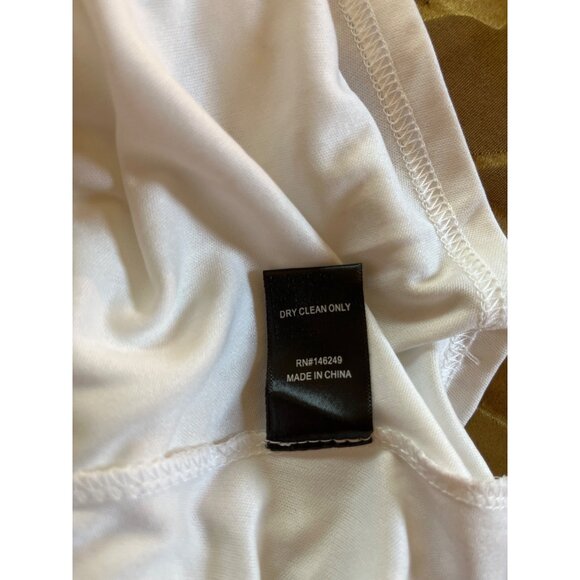 Lace Dress Medium White Cotton Blend Cap Sleeve Ruffle Hem Back Zipper Aakaa - Picture 5 of 5